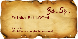 Zsinka Szilárd névjegykártya